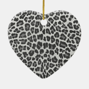 Leopard Grey and Light Grey Print Ceramic Ornament