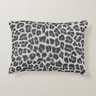 Leopard Grey and Light Grey Print Decorative Pillow