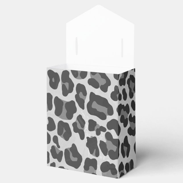 Leopard Grey and Light Grey Print Favor Box (Opened)