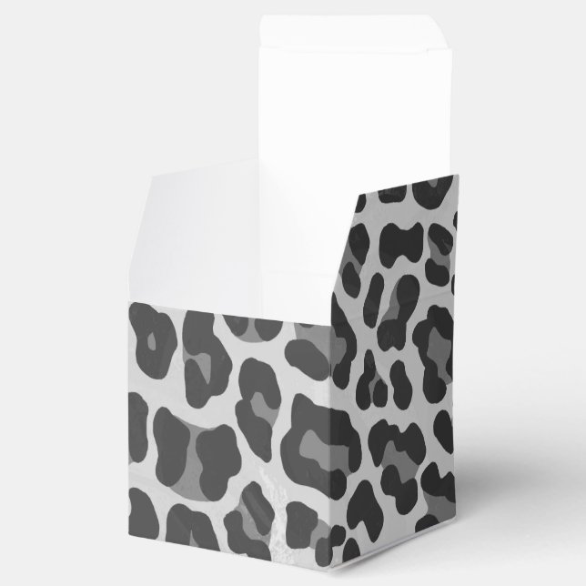 Leopard Grey and Light Grey Print Favor Box (Opened)