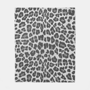 Leopard Grey and Light Grey Print Fleece Blanket