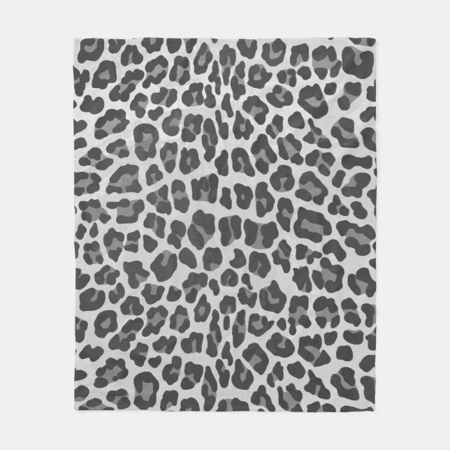 Leopard Grey and Light Grey Print Fleece Blanket (Front)
