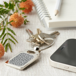Leopard Grey and Light Grey Print Keychain