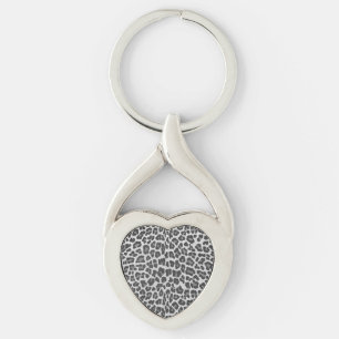 Leopard Grey and Light Grey Print Keychain