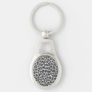 Leopard Grey and Light Grey Print Keychain