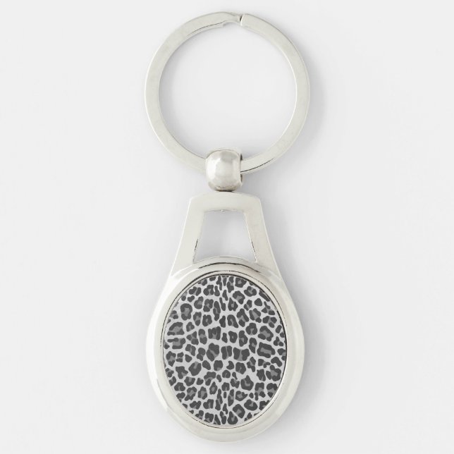 Leopard Grey and Light Grey Print Keychain (Front)