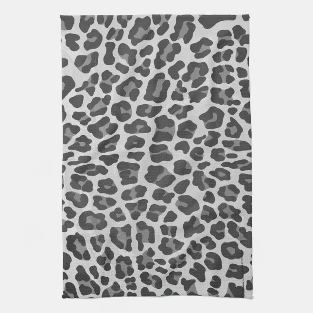 Leopard Grey and Light Grey Print Kitchen Towel (Vertical)