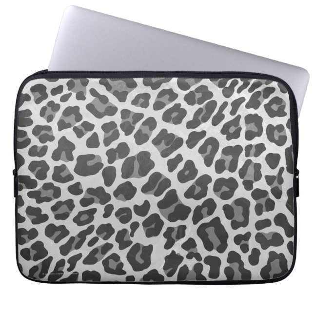 Leopard Grey and Light Grey Print Laptop Sleeve (Front)