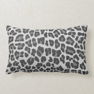 Leopard Grey and Light Grey Print Lumbar Pillow