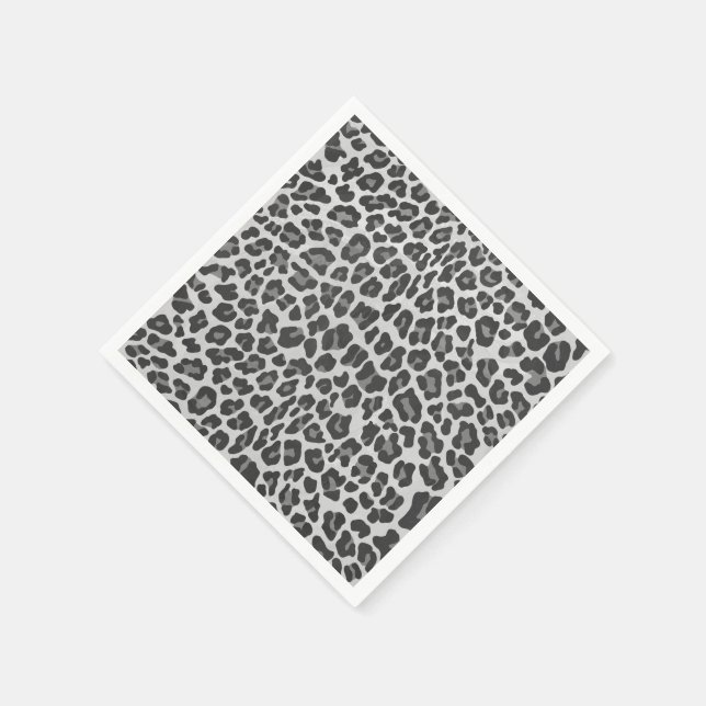 Leopard Grey and Light Grey Print Napkin (Corner)