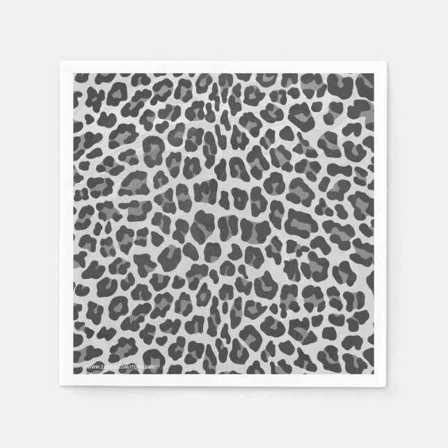 Leopard Grey and Light Grey Print Napkin (Front)