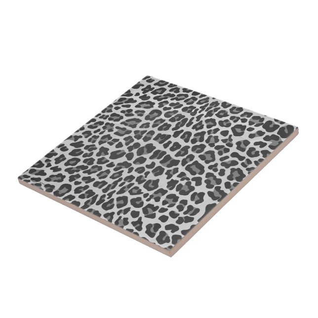 Leopard Grey and Light Grey Print Tile (Side)