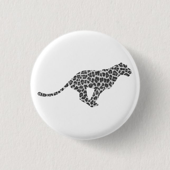 Leopard Grey and Light Grey Silhouette 1 Inch Round Button (Front)