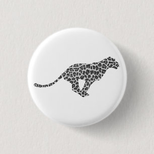 Leopard Grey and Light Grey Silhouette 1 Inch Round Button
