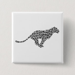 Leopard Grey and Light Grey Silhouette 2 Inch Square Button