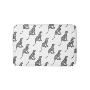 Leopard Grey and Light Grey Silhouette Bath Mat