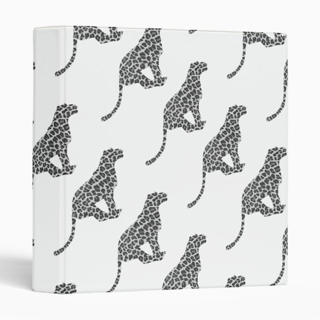 Leopard Grey and Light Grey Silhouette Binder (Front/Spine)
