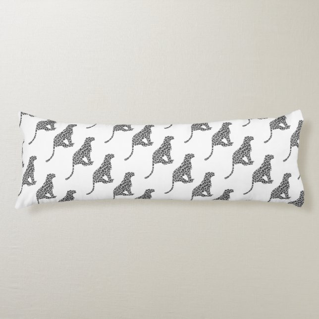 Leopard Grey and Light Grey Silhouette Body Pillow (Front)