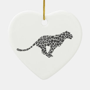 Leopard Grey and Light Grey Silhouette Ceramic Ornament
