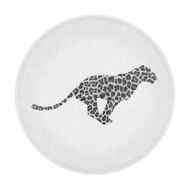 Leopard Grey and Light Grey Silhouette Cutting Board (Front)
