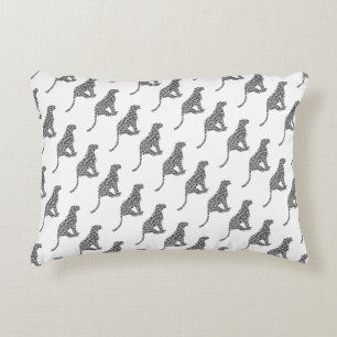 Leopard Grey and Light Grey Silhouette Decorative Pillow