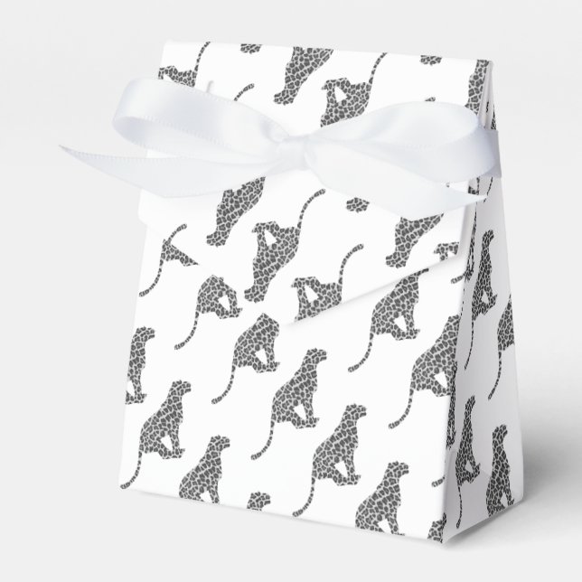 Leopard Grey and Light Grey Silhouette Favor Box (Front Side)