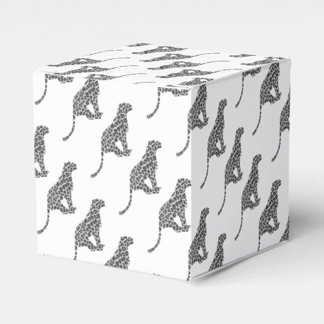 Leopard Grey and Light Grey Silhouette Favor Box (Front Side)