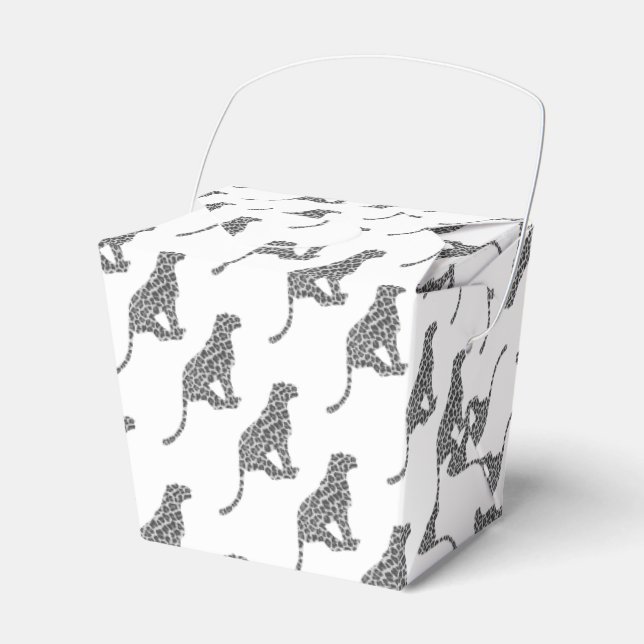 Leopard Grey and Light Grey Silhouette Favor Box (Front Side)