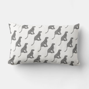 Leopard Grey and Light Grey Silhouette Lumbar Pillow