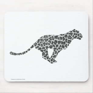 Leopard Grey and Light Grey Silhouette Mouse Pad