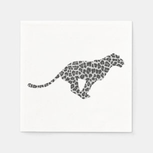 Leopard Grey and Light Grey Silhouette Napkin