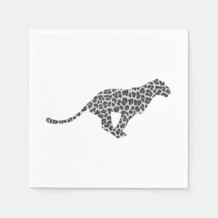 Leopard Grey and Light Grey Silhouette Napkin