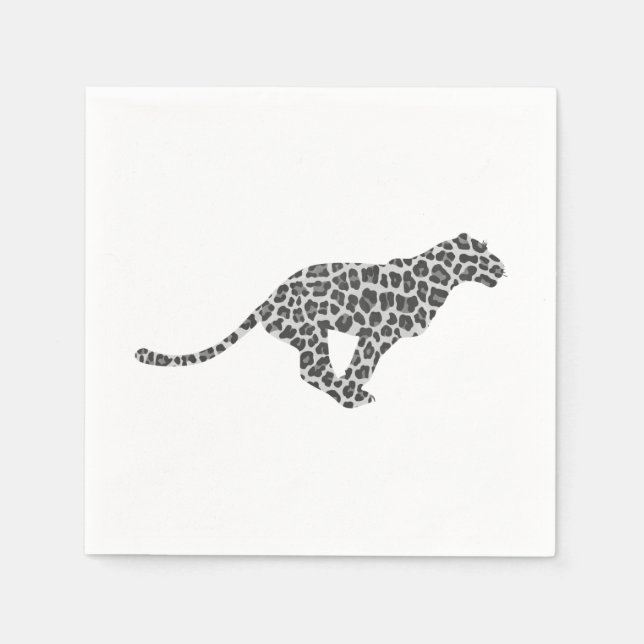 Leopard Grey and Light Grey Silhouette Napkin (Front)