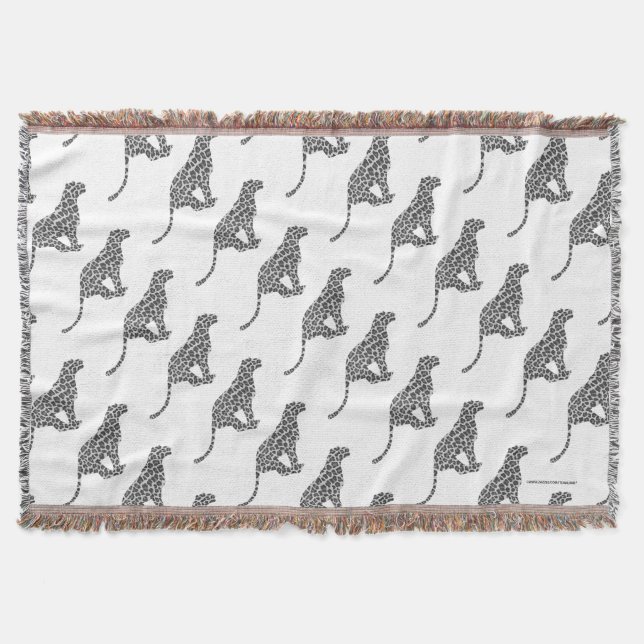 Leopard Grey and Light Grey Silhouette Throw Blanket (Front)