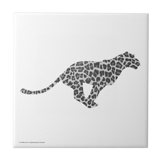 Leopard Grey and Light Grey Silhouette Tile (Front)