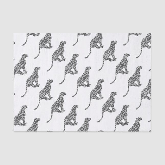 Leopard Grey and Light Grey Silhouette Tissue Paper (Front)