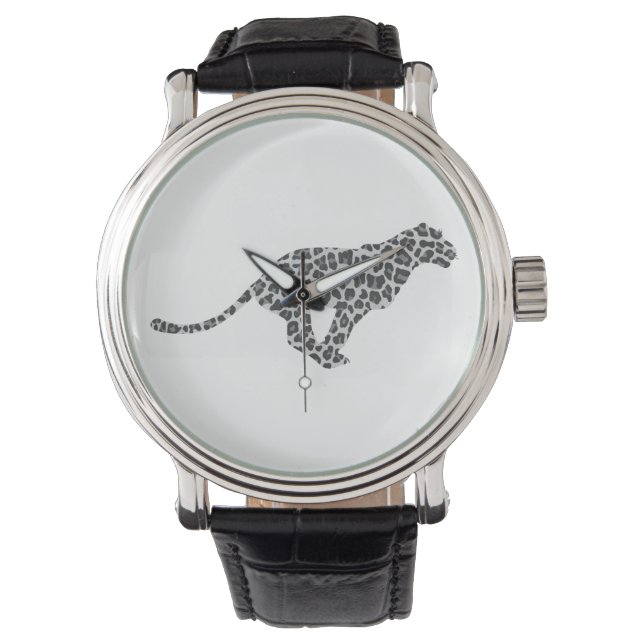 Leopard Grey and Light Grey Silhouette Watch (Front)