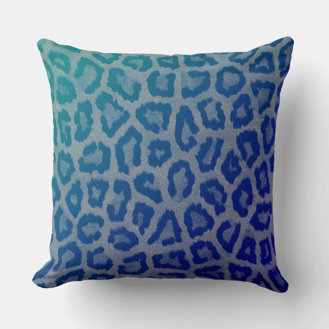 Léopard gris bleu abstrait coussin moderne (Recto)