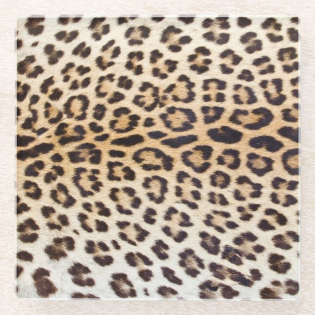 Leopard hair glass coaster (Front)