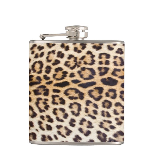 Leopard hair hip flask (Front)
