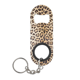 Leopard hair keychain bottle opener