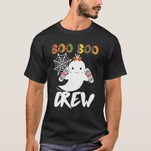 Leopard Halloween Boo Boo Crew Ghost Nurse Rn Nur T-Shirt