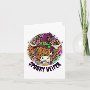 Leopard Halloween Cow Pumpkin Spooky Heifer 2 Card