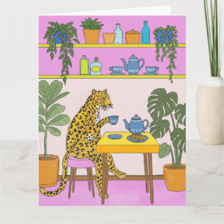 Leopard Having Tea Card