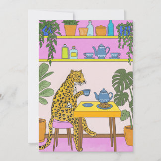 Leopard Having Tea Invitation