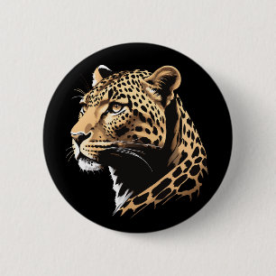 Leopard Head 2 Inch Round Button