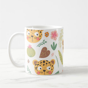 Leopard Head Tropical Plants Pattern Coffee Mug