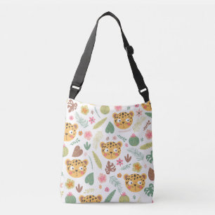 Leopard Head Tropical Plants Pattern Crossbody Bag