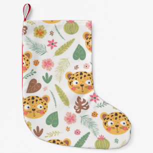 Leopard Head Tropical Plants Pattern Small Christmas Stocking