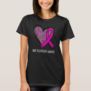 Leopard Heart Breast Reconstruction Awareness Pink T-Shirt
